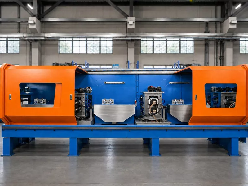 Linea di trafilatura e laminazione integrata per filo piatto in rame di precisione